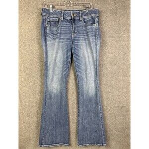 American Eagle Super Stretch Kick Boot Jeans Women Size 8 Regular Medium Wash #6